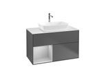 Villeroy und Boch Finion Waschtischunterschrank G771GJGK 100cm, Abdeckplatte white matt, Emotion, Regale Light grey matt lacquer, Anthracite matt