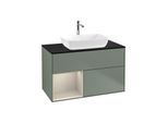 Villeroy und Boch Finion Waschtischunterschrank G772HHGM 100cm, Abdeckplatte black matt, Emotion, Regale sand matt lacquer, Olive Matt Lacquer