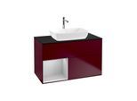 Villeroy und Boch Finion Waschtischunterschrank G772GJHB 100cm, Abdeckplatte black matt, Emotion, Regale Light grey matt lacquer, Peony Matt