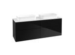 Villeroy und Boch Finion Waschtischunterschrank F72100PH 160x60,3x50,1cm, Glass White Matt, Glossy Black Lacquer