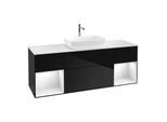Villeroy und Boch Finion Waschtischunterschrank F861GFPH 160cm, Abdeckplatte white matt, Regale Glossy white lacquer, Glossy Black Lacquer