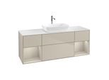 Villeroy und Boch Finion Waschtischunterschrank F861HHHH 160cm, Abdeckplatte white matt, Regale sand matt lacquer, Sand Matt Lacquer