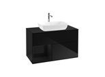 Villeroy und Boch Finion Waschtischunterschrank G772PHPH 100cm, Abdeckplatte black matt, Emotion, Regale Glossy black lacquer, Glossy Black Lacquer