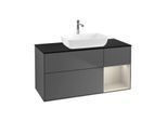 Villeroy und Boch Finion Waschtischunterschrank F832HHGK 120cm, Abdeckplatte black matt, Regale sand matt lacquer, Anthracite matt