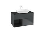 Villeroy und Boch Finion Waschtischunterschrank G772PHHG 100cm, Abdeckplatte black matt, Emotion, Regale Glossy black lacquer, Midnight Blue Matt Lacquer