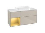 Villeroy und Boch Finion Waschtischunterschrank G701HFHH 120x60,3x50,1cm, Regal rechts Gold matt, Sand Matt Lacquer