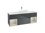 Villeroy und Boch Finion Waschtischunterschrank G861HHHG 160cm, Abdeckplatte white matt, Emotion, Regale sand matt lacquer, Midnight Blue Matt Lacquer
