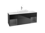 Villeroy und Boch Finion Waschtischunterschrank G861GKPD 160cm, Abdeckplatte white matt, Emotion, Regale Anthracite matt lacquer, Black matt lacquer