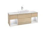 Villeroy und Boch Finion Waschtischunterschrank G861MTPC 160cm, Abdeckplatte white matt, Emotion, Regale White matt lacquer, Oak Veneer