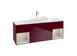 Villeroy und Boch Finion Waschtischunterschrank F861HHHB 160cm, Abdeckplatte white matt, Regale sand matt lacquer, Peony Matt