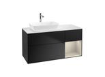 Villeroy und Boch Finion Waschtischunterschrank G811HHPD 120cm, Abdeckplatte white matt, Emotion, Regale sand matt lacquer, Black matt lacquer