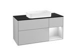 Villeroy und Boch Finion Waschtischunterschrank F712MTGJ 120x60,3x50,1cm, Regal rechts White matt lacquer, Light grey matt