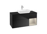 Villeroy und Boch Finion Waschtischunterschrank F832HHPD 120cm, Abdeckplatte black matt, Regale sand matt lacquer, Black matt lacquer