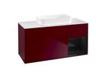 Villeroy und Boch Finion Waschtischunterschrank G711PHHB 120x60,3x50,1cm, Regal rechts Glossy Black Lacquer, Peony Matt