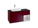 Villeroy und Boch Finion Waschtischunterschrank F812GJHB 120cm, Abdeckplatte black matt, Regale Light grey matt lacquer, Peony Matt