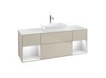 Villeroy und Boch Finion Waschtischunterschrank F861MTHH 160cm, Abdeckplatte white matt, Regale White matt lacquer, Sand Matt Lacquer