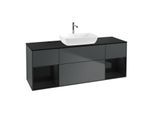 Villeroy und Boch Finion Waschtischunterschrank F862PHHG 160cm, Abdeckplatte black matt, Regale Glossy black lacquer, Midnight Blue Matt Lacquer