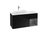 Villeroy und Boch Finion Waschtischunterschrank G811GKPH 120cm, Abdeckplatte white matt, Emotion, Regale Anthracite matt lacquer, Glossy Black Lacquer