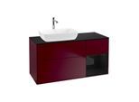 Villeroy und Boch Finion Waschtischunterschrank G812PHHB 120cm, Abdeckplatte black matt, Emotion, Regale Glossy black lacquer, Peony Matt