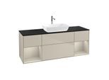 Villeroy und Boch Finion Waschtischunterschrank G862HHHH 160cm, Abdeckplatte black matt, Emotion, Regale sand matt lacquer, Sand Matt Lacquer