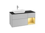 Villeroy und Boch Finion Waschtischunterschrank G812HFGJ 120cm, Abdeckplatte black matt, Emotion, Regale Gold matt lacquer, Light grey matt