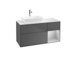 Villeroy und Boch Finion Waschtischunterschrank G811GJGK 120cm, Abdeckplatte white matt, Emotion, Regale Light grey matt lacquer, Anthracite matt
