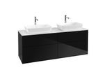 Villeroy und Boch Finion Waschtischunterschrank F84100PH 160x60,3cm, Abdeckplatte white matt, Glossy Black Lacquer