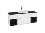 Villeroy und Boch Finion Waschtischunterschrank G862PHGF 160cm, Abdeckplatte black matt, Emotion, Regale Glossy black lacquer, Glossy white lacquer