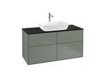 Villeroy und Boch Finion Waschtischunterschrank F79200GM 120x60,3cm, Abdeckplatte black matt, Olive Matt Lacquer