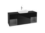 Villeroy und Boch Finion Waschtischunterschrank G862GKPH 160cm, Abdeckplatte black matt, Emotion, Regale Anthracite matt lacquer, Glossy Black Lacquer