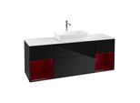 Villeroy und Boch Finion Waschtischunterschrank G861HBPH 160cm, Abdeckplatte white matt, Emotion, Regale Peony matt lacquer, Glossy Black Lacquer