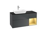 Villeroy und Boch Finion Waschtischunterschrank G812HFHG 120cm, Abdeckplatte black matt, Emotion, Regale Gold matt lacquer, Midnight Blue Matt Lacquer
