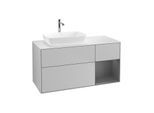 Villeroy und Boch Finion Waschtischunterschrank G811GKGJ 120cm, Abdeckplatte white matt, Emotion, Regale Anthracite matt lacquer, Light grey matt