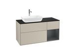 Villeroy und Boch Finion Waschtischunterschrank G812HGHH 120cm, Abdeckplatte black matt, Emotion, Regale Midnight matt lacquer, Sand Matt Lacquer