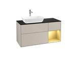 Villeroy und Boch Finion Waschtischunterschrank G812HFHH 120cm, Abdeckplatte black matt, Emotion, Regale Gold matt lacquer, Sand Matt Lacquer