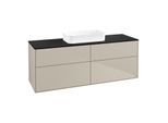Villeroy und Boch Finion Waschtischunterschrank F73200HH 160x60,3x50,1cm, Glass Black Matt, Sand Matt Lacquer