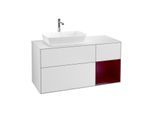 Villeroy und Boch Finion Waschtischunterschrank F811HBMT 120cm, Abdeckplatte white matt, Regale Peony matt lacquer, White matt lacquer
