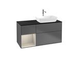 Villeroy und Boch Finion Waschtischunterschrank F802HHGK 120cm, Abdeckplatte black matt, Regale sand matt lacquer, Anthracite matt