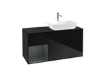 Villeroy und Boch Finion Waschtischunterschrank F802HGPH 120cm, Abdeckplatte black matt, Regale Midnight matt lacquer, Glossy Black Lacquer