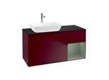 Villeroy und Boch Finion Waschtischunterschrank F812GMHB 120cm, Abdeckplatte black matt, Regale Olive matt lacquer, Peony Matt