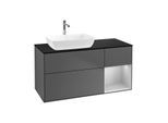 Villeroy und Boch Finion Waschtischunterschrank F812GJGK 120cm, Abdeckplatte black matt, Regale Light grey matt lacquer, Anthracite matt