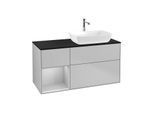 Villeroy und Boch Finion Waschtischunterschrank F802GJGJ 120cm, Abdeckplatte black matt, Regale Light grey matt lacquer, Light grey matt