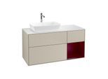 Villeroy und Boch Finion Waschtischunterschrank F811HBHH 120cm, Abdeckplatte white matt, Regale Peony matt lacquer, Sand Matt Lacquer