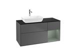 Villeroy und Boch Finion Waschtischunterschrank G812GMGK 120cm, Abdeckplatte black matt, Emotion, Regale Olive matt lacquer, Anthracite matt