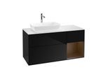 Villeroy und Boch Finion Waschtischunterschrank G811GNPH 120cm, Abdeckplatte white matt, Emotion, Regale Walnut Veneer, Glossy Black Lacquer