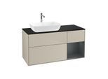Villeroy und Boch Finion Waschtischunterschrank F812HGHH 120cm, Abdeckplatte black matt, Regale Midnight matt lacquer, Sand Matt Lacquer