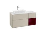 Villeroy und Boch Finion Waschtischunterschrank G811HBHH 120cm, Abdeckplatte white matt, Emotion, Regale Peony matt lacquer, Sand Matt Lacquer