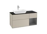 Villeroy und Boch Finion Waschtischunterschrank F812GKHH 120cm, Abdeckplatte black matt, Regale Anthracite matt lacquer, Sand Matt Lacquer