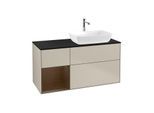 Villeroy und Boch Finion Waschtischunterschrank F802GNHH 120cm, Abdeckplatte black matt, Regale Walnut Veneer, Sand Matt Lacquer