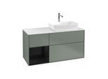 Villeroy und Boch Finion Waschtischunterschrank F801PHGM 120cm, Abdeckplatte white matt, Regale Glossy black lacquer, Olive Matt Lacquer